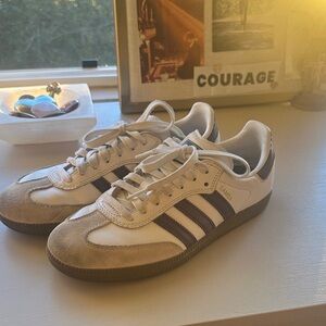 Adidas White and Tan Samba Sneakers